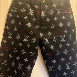 Louis Vuitton Multicolor Monogram Black Jeans